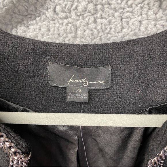 NEW Forever 21 Black Wool Blend Chain Open Blazer Sz L - Picture 7 of 9